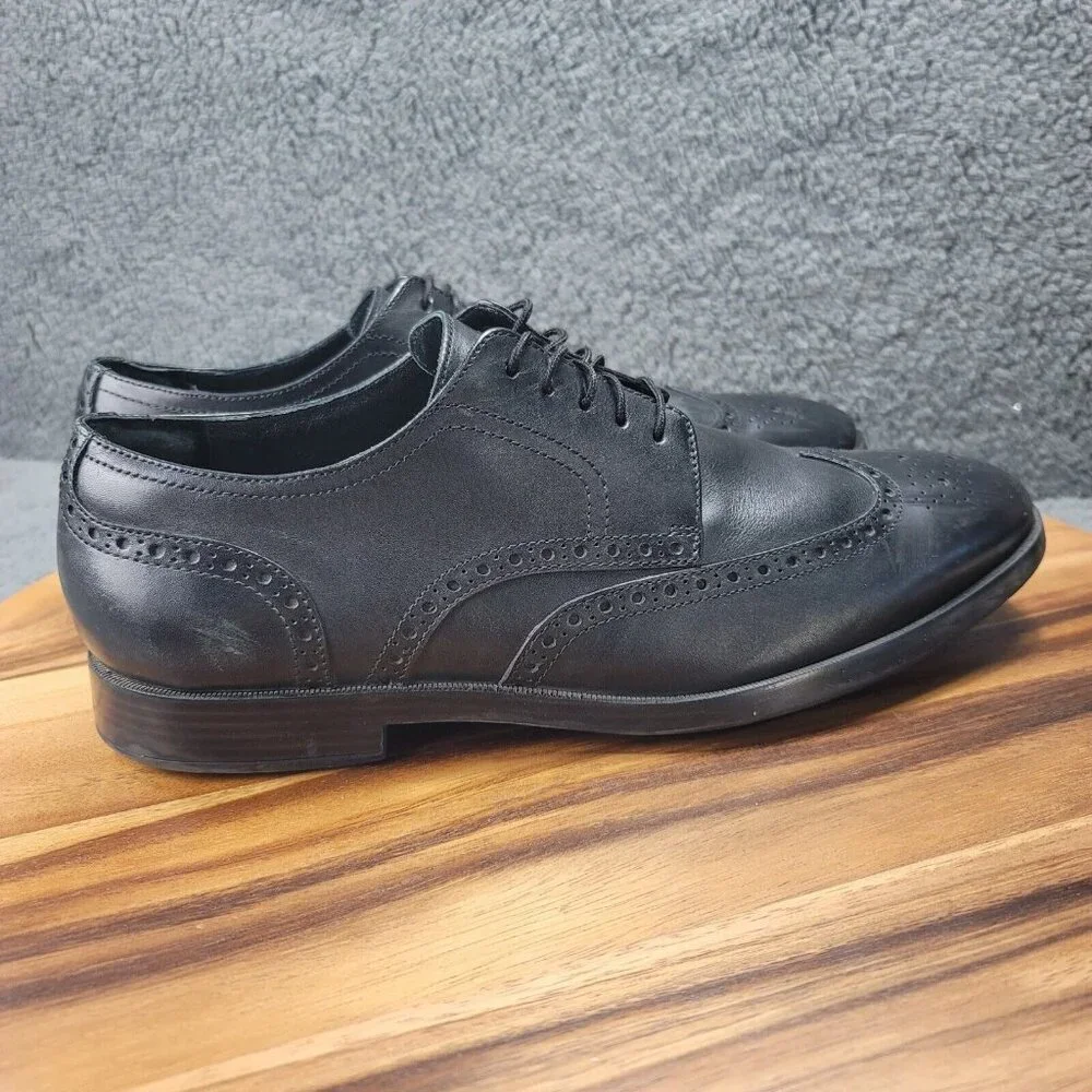 Cole Haan Grand OS Jefferson Shoes Black Leather Mens 9.5 M Oxford Dress C23793‎